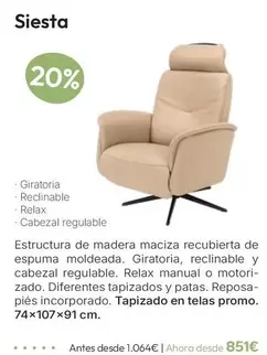 Siesta Estructura De Madera Maciza Recubierta De Espuma Moldeada