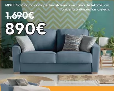 Mistie Sofa Cama Con Apertura Italiana Con Cama De 140x190 Cm