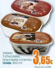 Unide - Helado 3 Chocolates, Stracciatella O Tiramisú