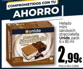 Unide - Helado Mini Sandwich Stracciatella