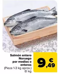 Salmón Entero Noruego Por Medios O Enteros