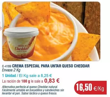 Crema Especial Para Untar Queso Cheddar