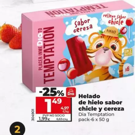 Dia Temptation - Helado De Hielo Sabor Chicle Y Cereza