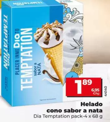 Dia Temptation - Helado Cono Sabor A Nata 