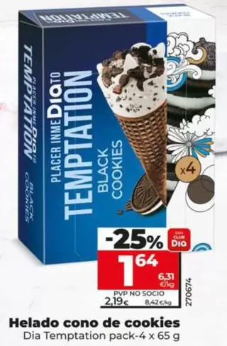 Dia Temptation - Helado Cono De Cookies 
