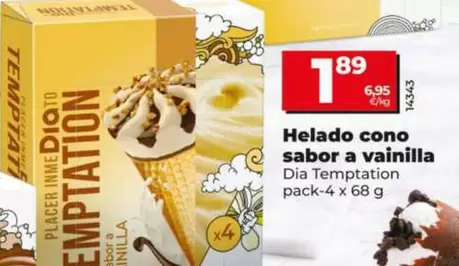 Dia Temptation - Helado Cono Sabor A Vainilla