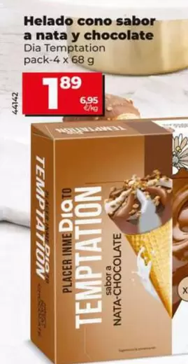 Dia Temptation - Helado Cono Sabor A Nata Y Chocolate