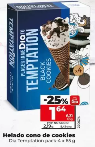 Dia Temptation - Helado Cono De Cookies