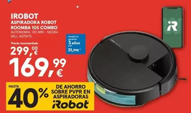 Irobot - Aspiradora Robot Roomba 105 Combo