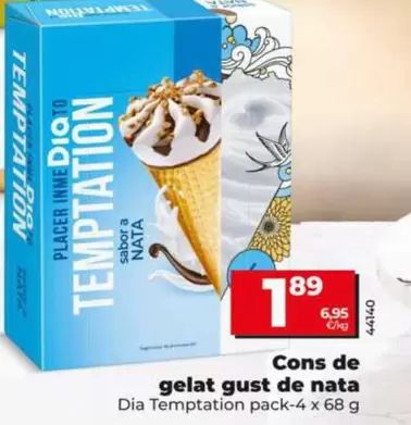 Dia Temptation - Helado Cono Sabor A Nata