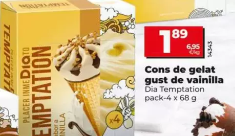 Dia Temptation - Helado Cono Sabor A Vainilla