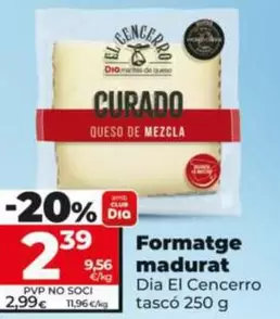 Dia El Cencerro - Queso Curado Cuña 250 G