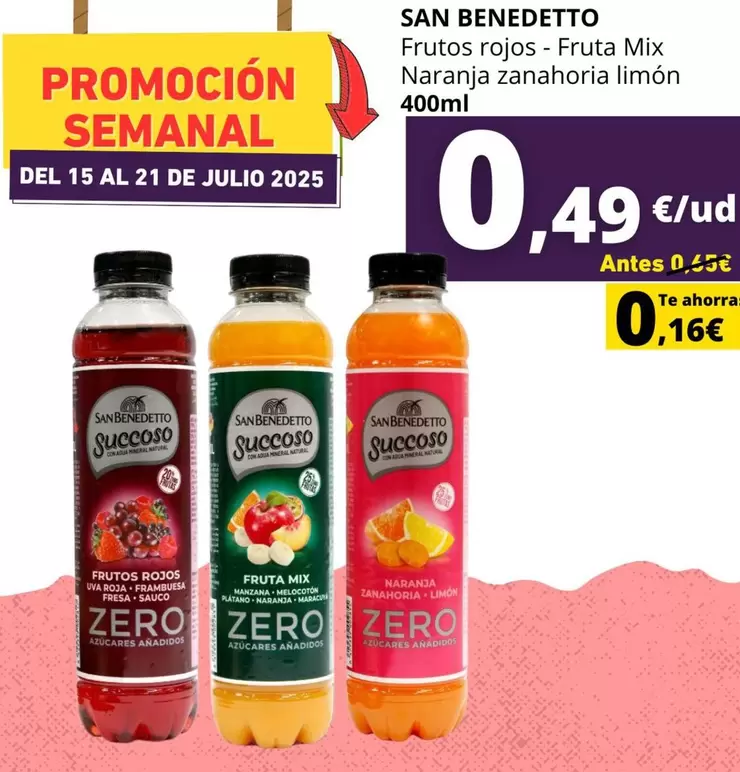 San Benedetto - Frutos Rojos Fruta Mix Naranja Zanahoria Limón