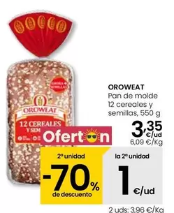 Oroweat - Pan De Molde 12 Cereales Y Semillas