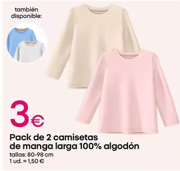 Pack De 2 Camisetas De Manga Larga 100% Algodón