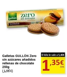 Gullón - Galletas Zero Sin Azucares Anadidos Rellenas De Chocolate