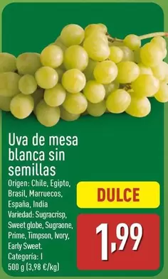 Uva De Mesa Blanca Sin Semillas