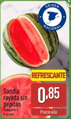 Sandía Rayada Sin Pepitas