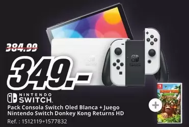 Nintendo - Pack Consola Switch Oled Blanca + Juego  Switch Donkey Kong Returns Hd