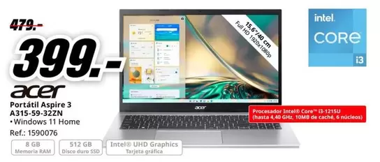 Acer - Portátil 3 A315 5,92enne