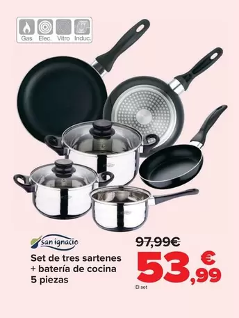 San Ignacio - Set De Tres Sartenes + Bateria De Cocina 5 Piezas