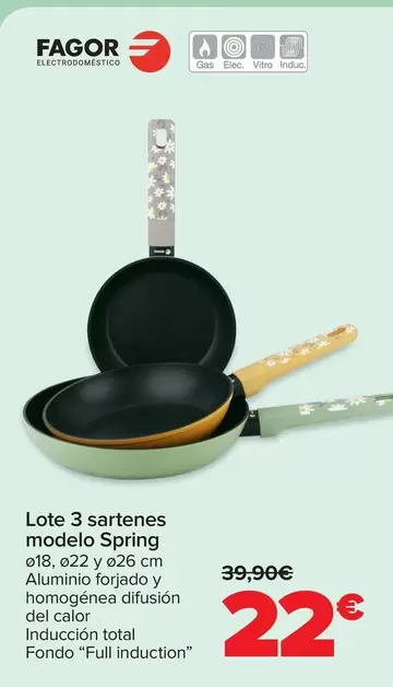 Fagor - Lote 3 Sartenes Modelo Spring