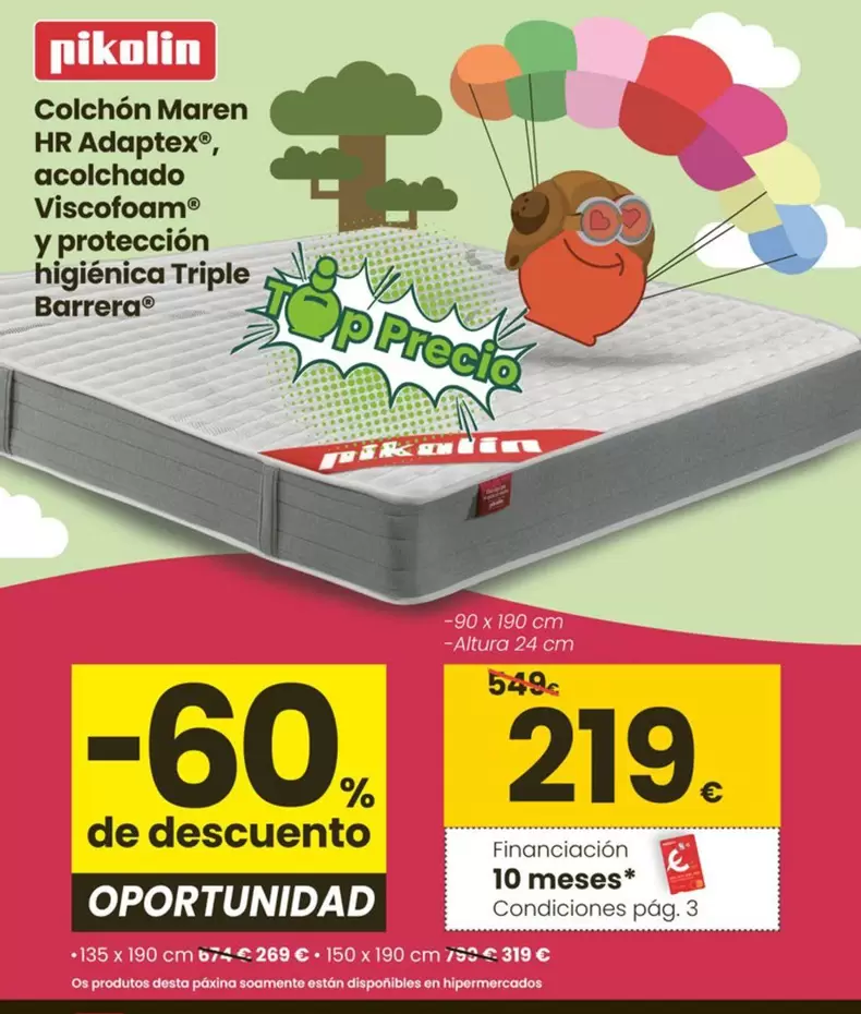 Pikolin - Colchón Maren Hr Adaptex®, Acolchado Viscofoam® Y Protección Higienica Triple BarreraⓇ