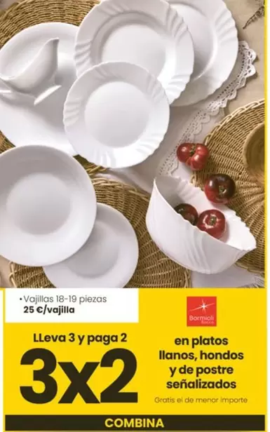 Bormioli - En Platos Llanos, Hondos Y De Postre Senalizados