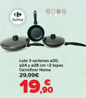 Carrefour Home - Lote 3 Sartenes +2 Tapas 