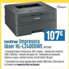 Brother - Impresora Laser Hl-l2400dwe