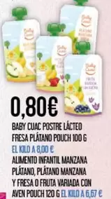 Baby Cuac -  Postre Lácteo Fresa Platano Pouch