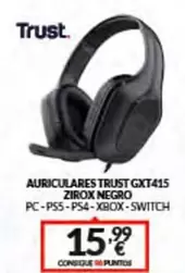 Auriculares Trust Gxt415 Zirox Negro