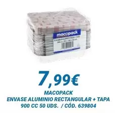 Macopack - Envase Aluminio Rectangular + Tapa