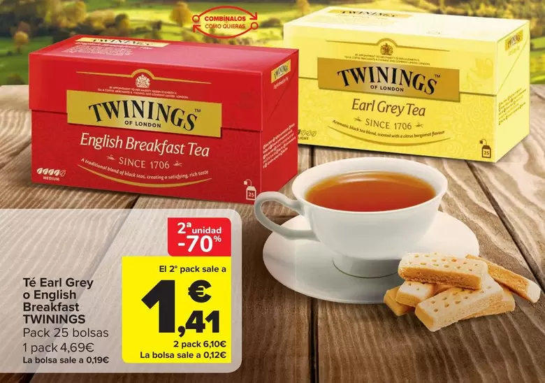 Twinings - Té Earl Grey O English Breakfast 