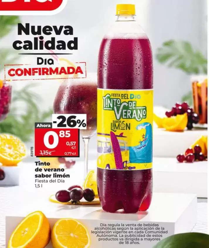 Fiesta Del Dia - Tinto De Verano Sabor Limón 1,5 L