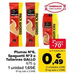 Gallo - Plumas N°6, Spaguetti N°3 O Tallarines 