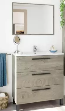 Conjunto Baño Athena, 3 Cajones + Lavabo + Espejo