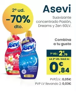 Asevi - suavizante concentrado pasion, dreams y zen 60LV