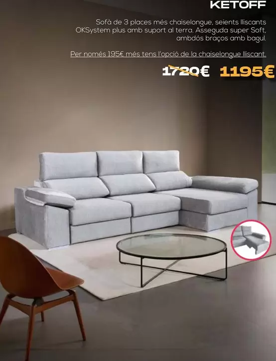 Ketoff Sofa De 3 Places Mes Chaiselounge