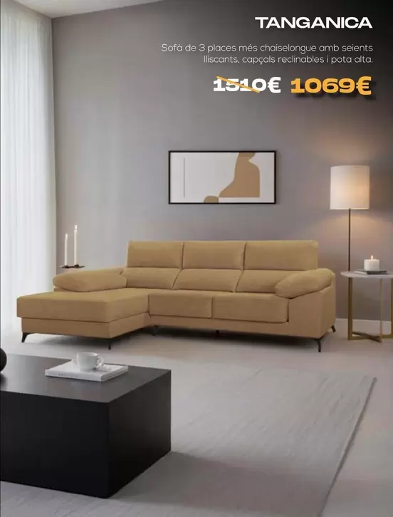 Tanganica Sofa De 3 Places Mes Chaiselongue Amb Seients Lliscants