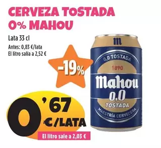 Mahou - Cerveza Tostada 0%