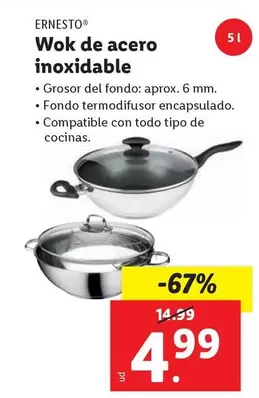 Ernesto - Wok De Acero Inoxidable