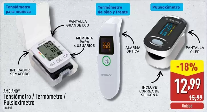 Ambiano - Tensiómetro / Termómetro / Pulsioxímetro