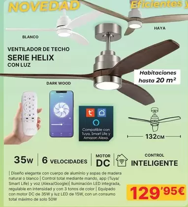 Ventilador De Techo Serie Helix Con Luz