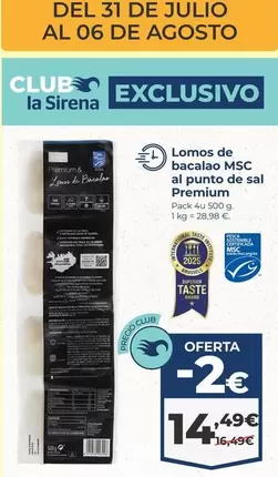 Premium - Lomos De Bacalao Msc Al Punto De Sal