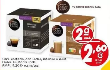 Nescafé - Café Cortado/ Con Leche/ Intenso O Desf Dolce Gusto 16 Unds