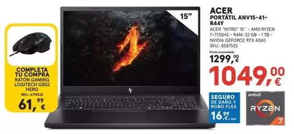 Acer - Portátil Anv15-41-R44y