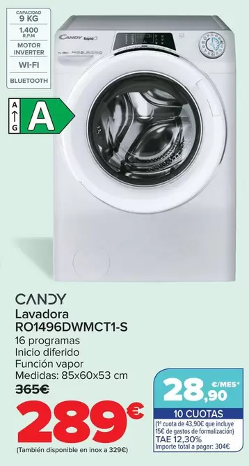 Candy - Lavadora RO1496DWMCT1-S