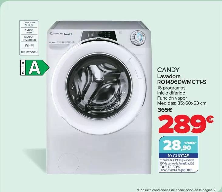 Candy - Lavadora RO1496DWMCT1-S