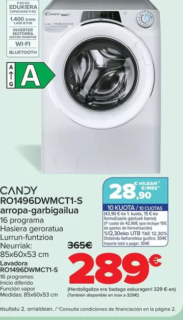 Candy - Lavadora RO1496DWMCT1-S